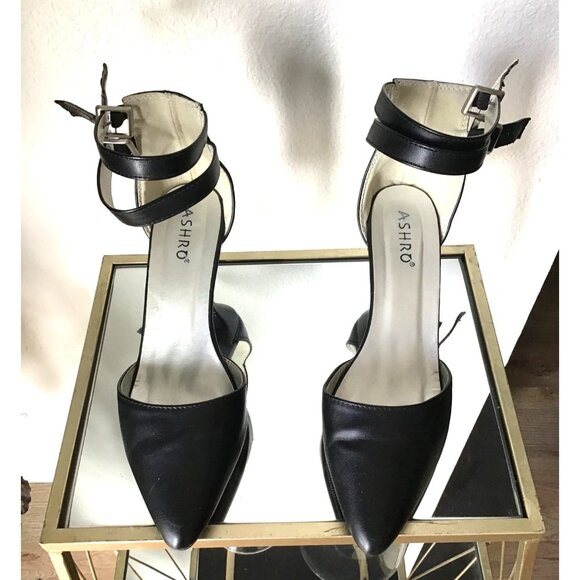 Ashro Womens Black Ankle Strap Heels Size 9 - Picture 2 of 9
